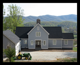 A simple traditionsl design for a new home with a vineyard in Nelson County, Virginia, designed by designed by Candace Smith, AIA