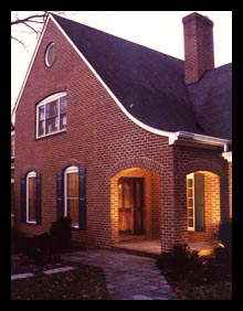 Traditional addition and front porch to a renovated home in Northern Virginia, designed by architect Candace Smith, AIA