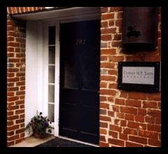 Historic entryway to offices of Candace M.P. Smith Architect, PC, in Charlottesville, Virginia