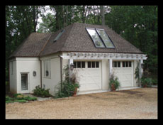 New carriage house and exercise room designed by Candace Smith Architect for residence in Albemarle County, Virginia
