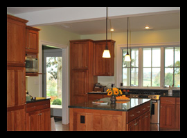 Renovated kitchen with custom cabinetry for farmhouse in Albemarle County, Virginia, designed by Candace Smith, AIA